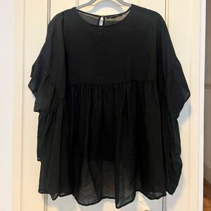 All Saints Black Sheer Blouse
